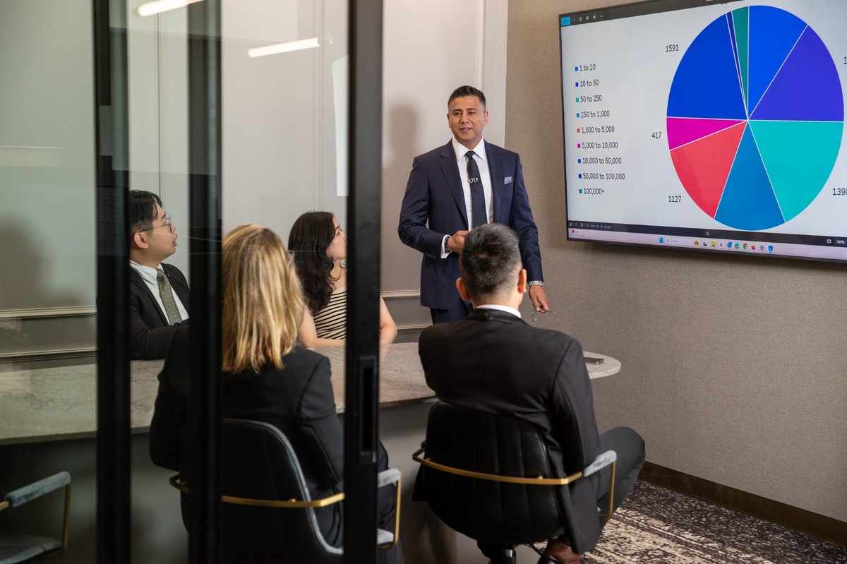 Business meeting - team presenting financial strategy